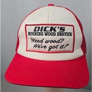 Rare Truckers Hat Red White Spirit Brand Dicks‎ Morning Wood